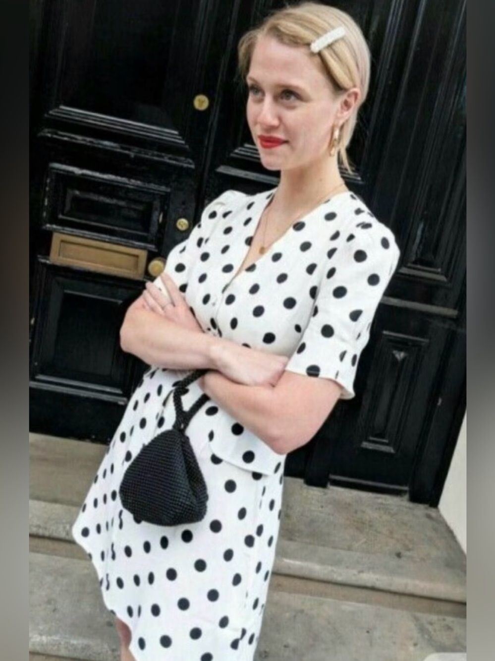 RIXO NWT‎ London Dots Laura Button Down Mini Dress Sz L - Picture 2 of 11